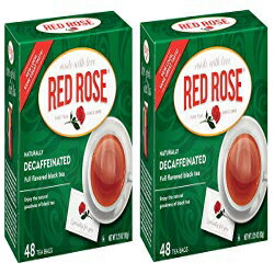 レッドローズ 天然カフェインレス紅茶ティーバッグ - 48 個 - 2 個パック (合計 96 ティーバッグ) Red Rose Naturally Decaffeinated Black Tea Bags - 48 Count - Pack of 2 (96 Tea Bags Total)