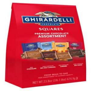 GHIRARDELLI プレミアム チョコレート アソートメント スクエア、23.8 オンス バッグ - ミルク チョコレート、ダーク チョコレート シーソルト、ミルク チョコレート キャラメル、ダーク チョコレート 60% カカオ GHIRARDELLI Premium Chocolate Assort