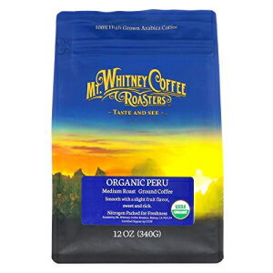 マウントホイットニーコーヒーロースターズオーガニックペルー、ミディアムロースト、挽いたコーヒー、12オンス (340 g) Mt. Whitney Coffee Roasters Organic Peru, Medium Roast, Ground Coffee, 12 oz (340 g)