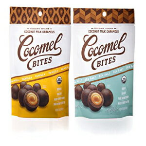 Cocomels チョコレートで覆われたキャラメル BITES - 乳製品不使用のビーガン オーガニック コーシャ (バラエティ、海塩とバニラ、2 パ..
