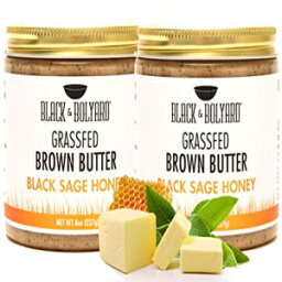 Black & Bolyard ハニーブラウンバター – 非遺伝子組み換え、グラスフェッドバター – キャラメル化および蜂蜜注入バター – ギーバター/清澄バターの代替品 – トーストハニーバター – 2 x 8 オンス Black & Bolyard Honey Brown Butter – Non
