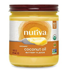 Nutiva オーガニックココナッツオイル バター風味 非遺伝子組み換え 蒸気精製 持続可能な方法で栽培されたココナッツ由来 14オンス Nutiva Organic Coconut Oil with Butter Flavor from non-GMO, Steam Refined, Sustainably Farmed Coconuts, 14-o