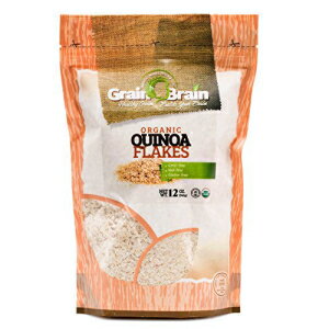 Grain Brain オーガニック キノア フレーク (12 オンス) グルテンフリー ビーガン植物ベース 全粒シリアル 素晴らしいオートミール代替品 再密封可能なパウチ袋に詰められています Grain Brain Organic Quinoa flakes (12 ounces) Gluten Free, Ve