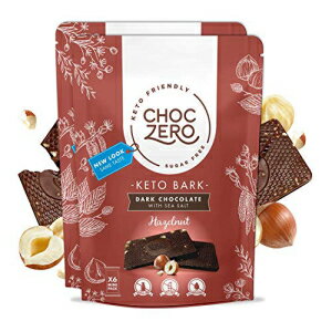 楽天GlomarketChocZeroのケトバーク、ダークチョコレートヘーゼルナッツ、海塩入り。砂糖不使用、低炭水化物。糖アルコール不使用、人工甘味料不使用、オールナチュラル、非遺伝子組み換え（2袋、各6食分） ChocZero's Keto Bark, Dark Chocolate Hazelnut with Sea Salt. Sug