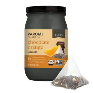 p~ `R[g IW I[KjbNgAVOl`[ W[A15  Paromi Chocolate Orange Organic Black Tea, Signature Jar, 15 Count