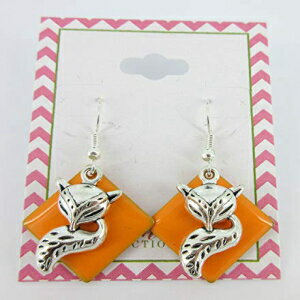 Vo[g[IWGitHbNX`[_OsAX Summerfield Collection Silver-tone Orange Enamel Fox Charm Dangle Earrings