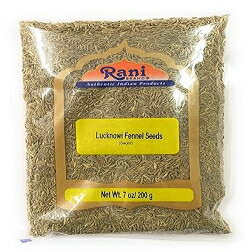 楽天Glomarket7 Ounce （Pack of 1）, Lucknowi Seeds （Bag）, Rani Fennel Lucknowi Seeds （Fine Small Fennel） Whole Spice 7oz （200g） ~ All Natural | Gluten Friendly | NON-GMO | Vegan | Indian Origin