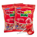 2 Pack, Strawberry, Colombina Bon Bon Bum Strawberry Bubble Gum Lollipops (48 Pops) - Strawberry Flavored Lollipops Individually Wrapped -Bubble Gum Filled Hard Candy Suckers and Lollipops Bulk - Lollipops for Kids
