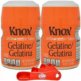 Knox Gelatine Unflavored Clear, Bulk 16 Ounce (Pack of 2) with By The Cup Measuring Spoons