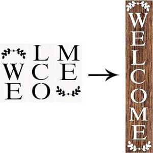 Welcome Sign Stencil 3 PCS Large Vertical Stencils for Porch Sign Reusable Stencils Set for Painting on Wood Large Farmhouse Stencils for Holiday Decorating Chalk Couture for Home Décor DIY