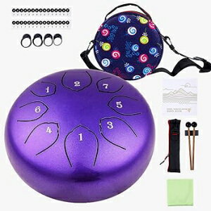 Purple, Steel Tongue Drum Kids Instrument: Musical Metal Tank Drums Set 6 Inch 8 Notes C-Key for Meditation Yoga Education Percussion with Bag, Music Book, Mallets, Finger Picks(Purple)