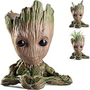 Nuokexin Baby Groot Flower Pot, Treeman Heart-Shaped Groot Succulent Planter Cute Green Plants Flower Pot with Hole Pen Holder Best Christmas Gifts