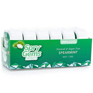 Spry Gems ナチュラル スペアミント キシリトール ミント - 40 個 (6 パック) Spry Gems Natural Spearmint Xylitol Mints - 40 Count (6 Pack)