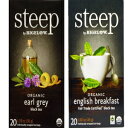 Steep By Bigelow I[KjbNg 2 t[o[ oGeB ohAe 1 : A[ OCƃCObV ubNt@Xg (20 ) Steep By Bigelow Organic Black Tea 2 Flavor Variety Bundle, (1) each: Earl Grey and En