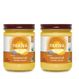 楽天Glomarket14液量オンス（2個パック）、Nutivaオーガニックココナッツオイル、乳製品不使用バター風味、14オンス（2個パック）、USDAオーガニック、非遺伝子組み換え、全30粒承認、ビーガン＆グルテンフリー、植物ベースの代替品バター 14 Fl Oz （Pack of 2）, Nutiva Organi