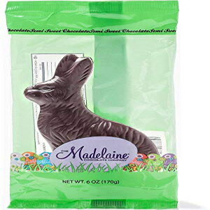 マデレーヌ 非常に詳細なソリッド プレミアム ダーク チョコレート イースター ラビット セロファン バッグ (6 オンス) Madelaine Highly Detailed Solid Premium Dark Chocolate Easter Rabbit In Cellophane Bag (6 OZ)