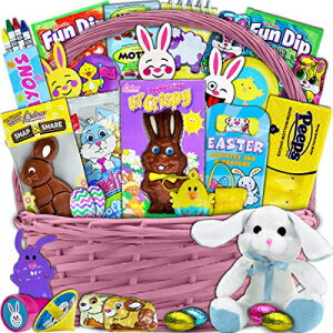 楽天Glomarketピンク イースター バスケット 子供と大人用 30個 - ぬいぐるみイースターバニー、チョコレート、キャンディ、おもちゃが入ったイースターギフトバスケット - 男の子、女の子、孫、幼児、男性、女性に。 Pink Easter Basket for Kids and Adults 30ct - Al