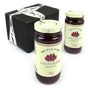 ハフィ リンゴンベリー プリザーブ、ブラックタイ ボックスに入った 14.1 オンスの瓶 (2 個パック) Hafi Lingonberry Preserves, 14.1 oz Jars in a BlackTie Box (Pack of 2)