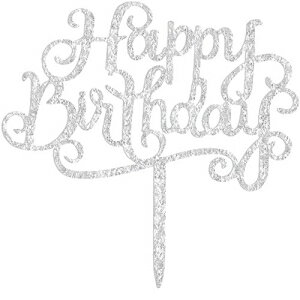 Сȥåѡ 1 ܤΥ٥ӡϥåԡСǡȥåѡǥ졼 Silver Birthday Cake Topper 1st One Baby Shower, Acrylic Happy Birthday Cake Topper Decoration