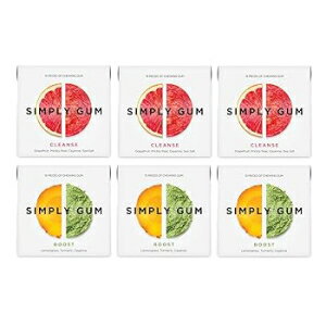 Simply Gum Variety Pack - Boost Cleanse Pack of Six (90 Pieces Total) Synthetic Free Aspartame Free non GMO