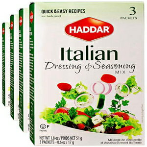 Haddar, グルテンフリー イタリアン ドレッシング & シーズニング ミックス 1.8 オンス、4 パック (12 パケット) 調味料とサラダ ドレッシング用 Haddar, Gluten Free Italian Dressing & Seasoning Mix 1.8oz, 4 Pack (12 Packets) For