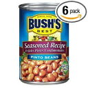 Bushs ピント ビーンズ 15.5 オンス缶 (6 個パック) (ピント ビーンズ - 味付けレシピ) Bushs Pinto Beans 15.5oz Can (Pack of 6) (Pinto Beans - Seasoned Recipe)