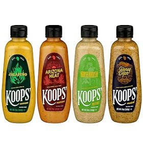 12 Ounce (Pack of 4), Sweet & Heat, Koops' Sweet & Heat Mustard Variety Pack – Jalapeno, Arizona Heat, Horseradish, & Honey Dijon – Gluten-Free, Kosher, Made in USA, From Quality Mustard Seeds – 12 Oz