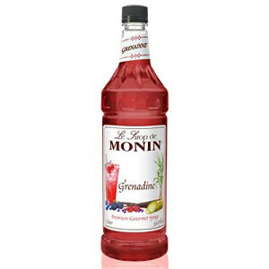 モナン - グレナデンシロップ、マイルドなラズベリーの香りを持つクランベリーラズベリー風味、カクテル、モクテル、シャーリーテンプルに最適、グルテンフリー、ビーガン、非遺伝子組み換え (1 リットル) Monin - Grenadine Syrup, Cranberry-Raspberry Flavor