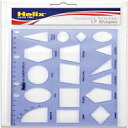 Helix - Geometry Shapes Plastic Drawing Template - 17 Shapes - Translucent Flexible - 20cm Ruler - Smudge-Resistant - 4 7/8 Inch x 7 13/16 Inch