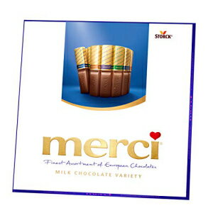 Merci Finest アソート ミルク チョコレート キャンディ ギフト ボックス、7 オンス (10 個パック) Merci Finest Assorted Milk Chocolate Candy Gift Box, 7 Oz (Pack of 10)