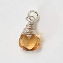 lbNX܂̓uXbgp11̒a΃`[ - X^[OVo[ŕ܂ꂽȃCG[VguIbgy_gC[ November Birthstone Charm for Necklace or Bracelet - Small Yellow Citrine Briolette Pendant Wire Wra