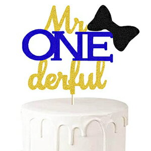 楽天GlomarketMr Onederful ケーキトッパー グリッター蝶ネクタイ 1歳の誕生日ケーキデコレーション リトルマン/ワンダフルワンボーイ 1歳の誕生日ケーキデコレーション 男の子 1歳のパーティー用品デコレーション Mr Onederful Cake Topper, Glitter Bow Tie 1st Birth