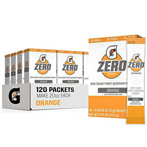 Gatorade G Zero Powder, Orange, 0.10oz Packets,(120 counts) , Pack of 12