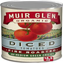 Muir Glen Organic Diced Fire Roasted Canned Tomatoes, with Medium Green Chilies, 14.5 oz.