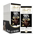 90% Cocoa, Lindt EXCELLENCE 90% Cocoa Dark Chocolate Bar, Dark Chocolate Candy, 3.5 oz. (12 Pack)