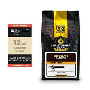 Christopher Bean Coffee - チョコレートアーモンドフレーバーコーヒー、(デカフェグラウンド) 100% アラビカ、砂糖不使用、脂肪不使用、非遺伝子組み換え香料使用、デカフェグラウンドコーヒー 12 オンスバッグ Christopher Bean Coffee - Chocolate Almon