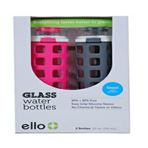Ello KX EH[^[{g sNƃO[A20 IX Ello Glass Water Bottles Pink and Gray, 20 oz.