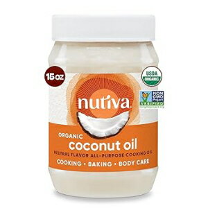 15 Fl Oz (Pack of 1), Nutiva Organic Steam-Refined Coconut Oil, 15 Fluid Ounce, USDA Organic, Non-GMO, Vegan, Keto, Paleo, Neu..