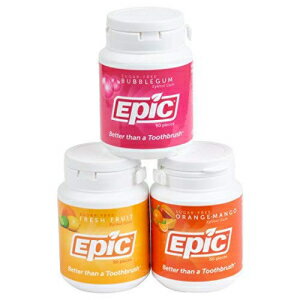 Epic Dental 100％キシリトールスウィーテンガム、子供のお気に入りバンドル（50カウントボトル、3パック） Epic Dental 100% Xylitol-Sweetened Gum, Kid's Favorites Bundle (50 Count Bottles, Pack of 3)