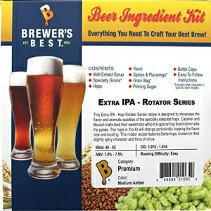 Brewer's Best Home Brew 5  ӡ븶쥷ԥå ȥ IPA ۥå ơ ꡼ ɥå ۥåդ Brewer's Best Home Brew 5 Gallon Beer Ingredient Recipe Kit Extra IPA Hop Rotator Series With Lem