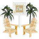 楽天Glomarket結婚記念日 素朴な木製 未完成ビーチチェア ケーキデコレーション ケーキトッパー サイン付き （ラブ） Wedding Anniversary Rustic Wood Unfinished Beach Chair Cake Decoration Cake Topper with Sign （Love）