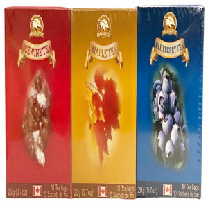 One Pack, CANADA TRUE premium Ceylon 3 Bundle Tea(Maple,Blueberry,Icewine) 3x10 Tea Bags 60g (One Pack)