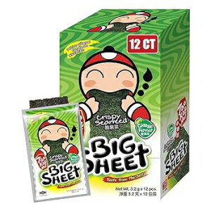 Original 3.2g (Pack of 12), Big Crispy Seaweed Snack Sheets by Tao Kae Noi Classic Thai Seaweed Chip Healthy Nori Snacks for Kids and Adults 12 Individually Wrapped Sheets per Box, 3.2g each