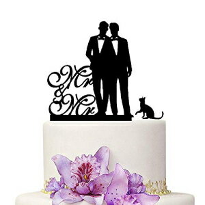 YAMI COCU ミスターアンドミスターゲイ ウエディングケーキトッパー 結婚式 猫付き 記念日パーティー 婚約装飾 YAMI COCU Mr And Mr Gay Wedding Cake Topper Wedding With Cat Aniversary Party Engagement Decoration