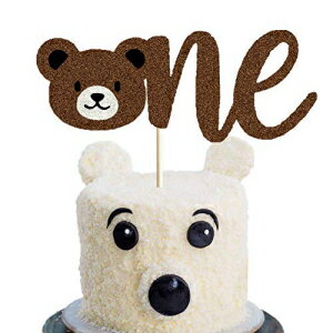 ベア 1歳の誕生日ケーキトッパー 木こりケーキデコレーション バッファローチェック柄 素朴なハンター クリスマス ウッドランド キャンプ ワイルドベアヘッドテーマ 1歳の誕生日 ベビーシャワーパーティー ケーキ用品 デコレーション LetDec Bear First Birt