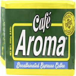 デカフェグラウンドコーヒー - カフェアロマのプレミアムエスプレッソ (4パック) キューバスタイルカフェインレスダークローストグラウンドコーヒー、真空パック250g (8.83オンス) Decaf Ground Coffee - Premium Espresso from Cafe Aroma (4 Pack)