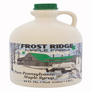 Frost Ridge Maple Farm、オーガニック メープル シロップ、グレード A、ハーフガロン (64 FL オンス)、ダークロバスト (以前はグレード B) Frost Ridge Maple Farm, Organic Maple Syrup, Grade A, Half Gallon (64 FL Oz), Dark Robu
