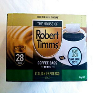 楽天GlomarketRobert Timms 使い捨てコーヒーバッグ、イタリアンエスプレッソスタイル、28 個、個別のストロングからミディアムロースト、環境に優しい Robert Timms Single Use Coffee Bags, Italian Esspresso Style, 28 Count, Individual Strong to Medium Roas