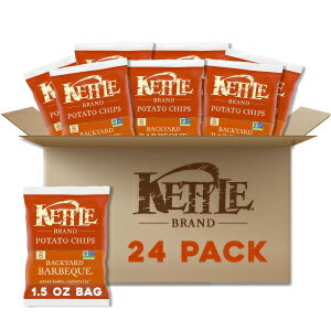 Kettle Brand ポテトチップス、裏庭バーベキューケトルチップス、スナックバッグ、1.5 オンス (24 個パック) Kettle Brand Potato Chips, Backyard Barbeque Kettle Chips, Snack Bag, 1.5 Oz (Pack of 24)