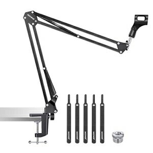 Neewer Microphone Arm Stand, Suspension Boom Scissor Mic Arm Stand with 3/8 to 5/8 Screw and Cable Ties Compatible with Blue Yeti, Snowball, Yeti X, Quadcast and Other Mics, Max Load 1.5kg